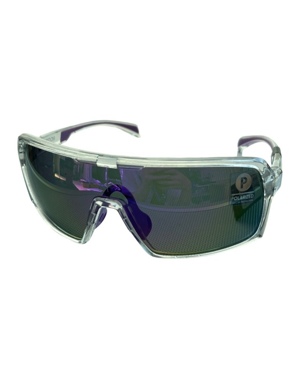 Kreedom Orion Polarized Sunglasses Clear Purple UV Protection Sports Wrap NEW